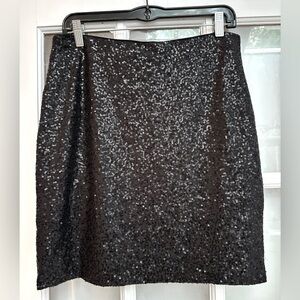 Vintage Cache Black Sequin Pull On Mini Pencil Skirt Women’s Size Small S NWT